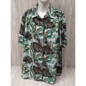 VINTAGE CST STUDIO 3X HAWAIIAN SHORT SLEEVE SHIRT PALM TREE PATTERN USED